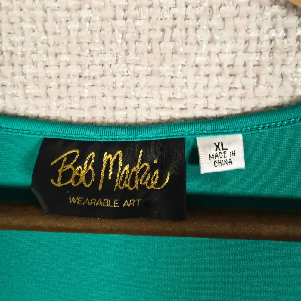 Bob Mackie Wearable Art Womens XL Teal Green Sequin Front Sleeveless Tank Top - Picture 2 of 9